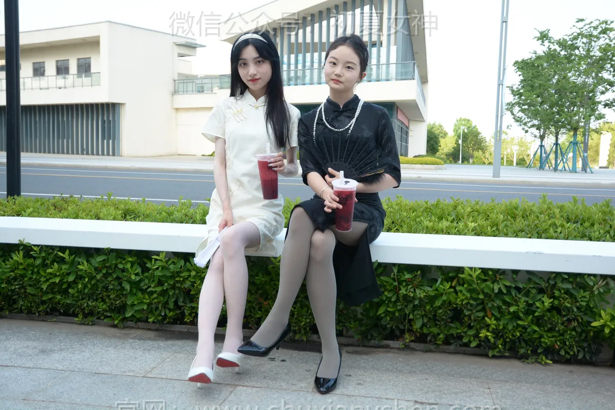 初夏女神 No.270 柒柒、双双 黑白旗袍 - 初夏女神